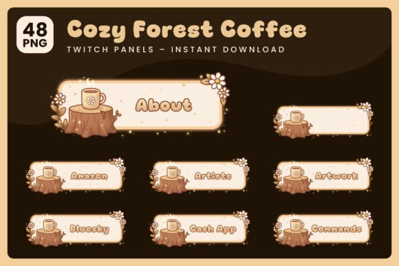 Cozy Forest Coffee Twitch Panels