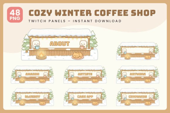 Cozy Winter Coffee Shop Twitch Panels