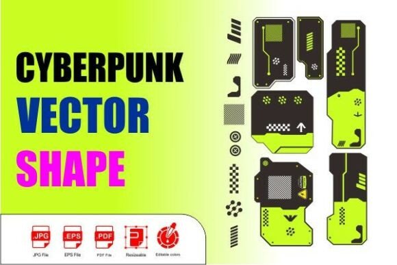 Cyberpunk Vector Shapes for Modern Design Projects
