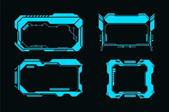 Futuristic Blue UI Frames and HUD Elements
