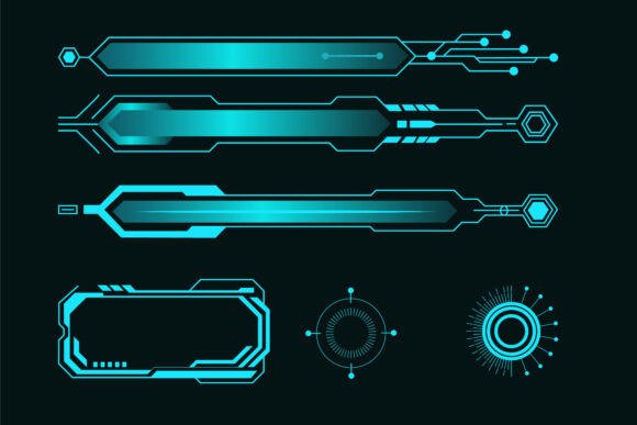 Futuristic Cyan HUD Interface Elements