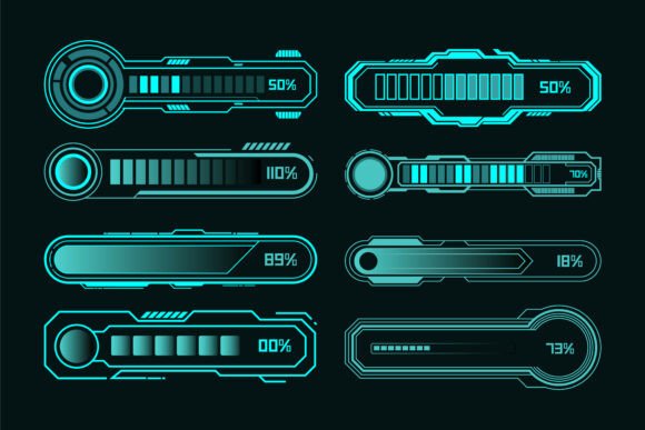 Futuristic Neon HUD Loading Bar UI Set