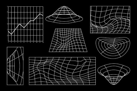 Futuristic Wireframe Grid Set Elements for Sci-Fi Design