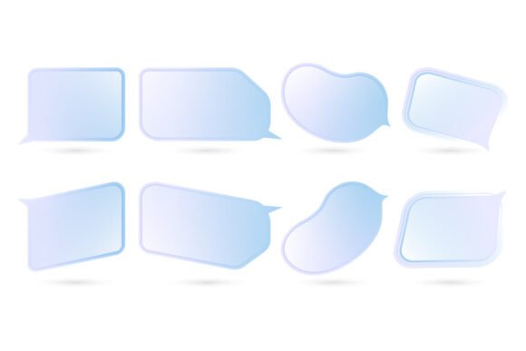 Set of Eight Blue Pink Speech Bubbles: A Versatile Design Tool for Modern Creatives